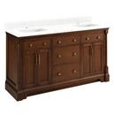 60 CLAUDIA DBL VANITY-ANTIQUE COFFEE WITH RECT UNDERMOUNT SINKS-FEATHERED WHITE QUARTZ SINGLE HOLE 
