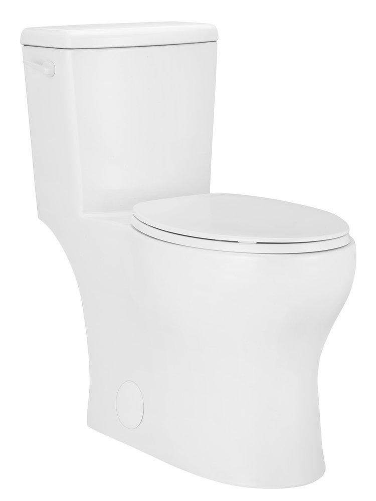 PHANTOM 0.8 GPF ONE PIECE ELONGATED BOWL 12 ADA HEIGHT LEFT HANDLE TOILET WHITE VITREOUS CHINA GLAZED 