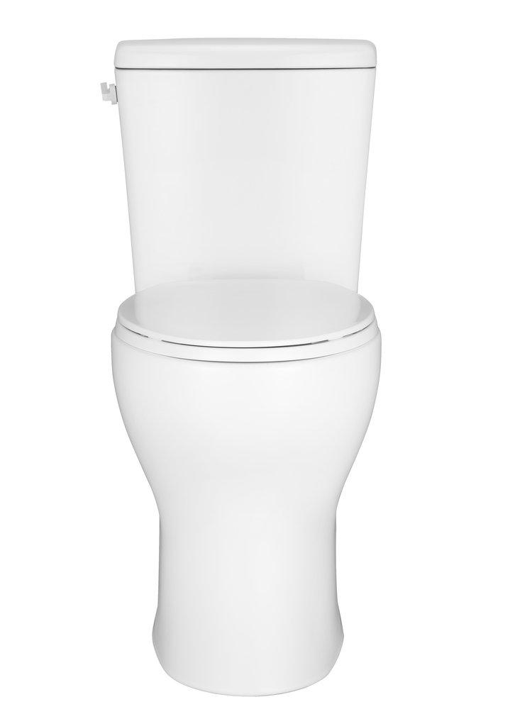 PHANTOM 0.8 GPF ONE PIECE ELONGATED BOWL 12 ADA HEIGHT LEFT HANDLE TOILET WHITE VITREOUS CHINA GLAZED 