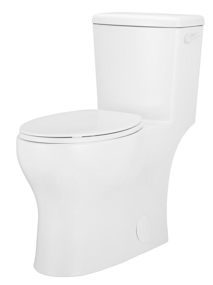 PHANTOM 0.8 GPF ONE PIECE ELONGATED BOWL 12 ADA HEIGHT RIGHT HANDLE TOILET WHITE VITREOUS CHINA GLAZED 
