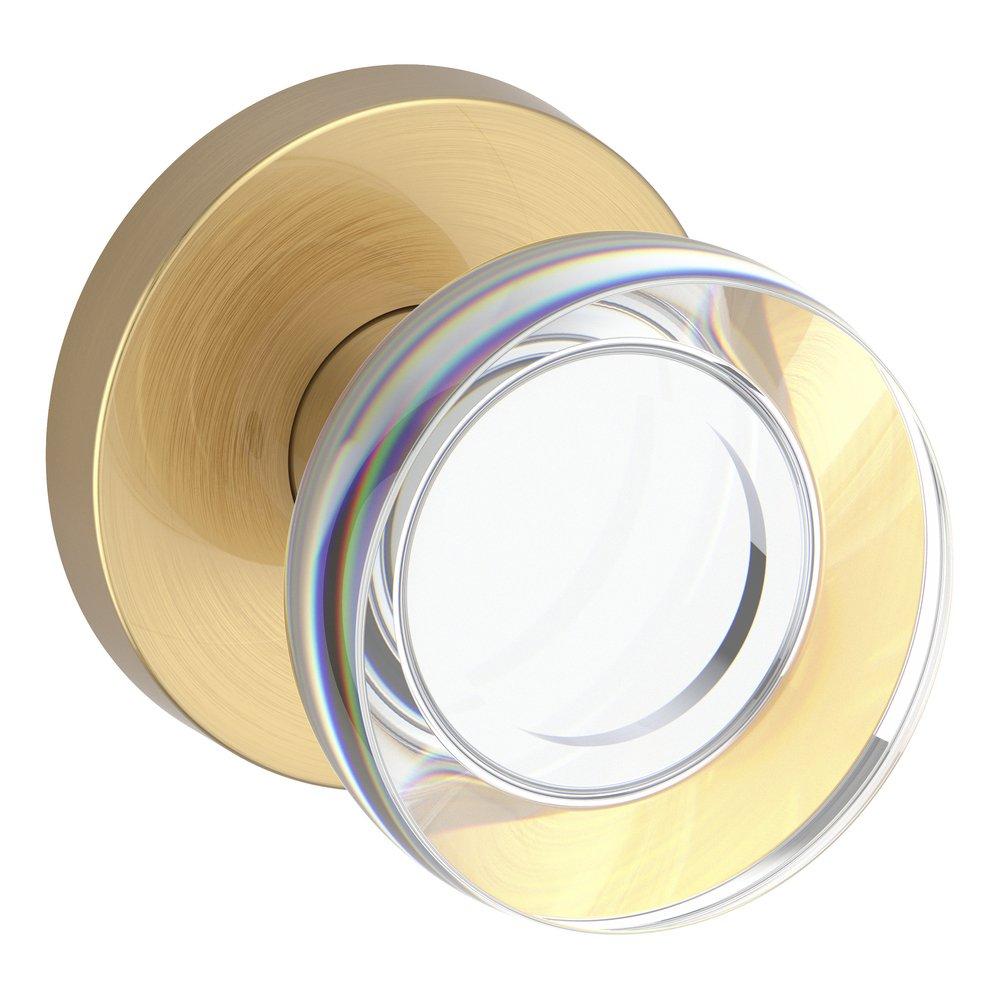 PASSAGE CONTEMPORARY CRYSTAL WITH CONTEMPORARY ROUND ROSE LIFETIME SATIN BRASS 