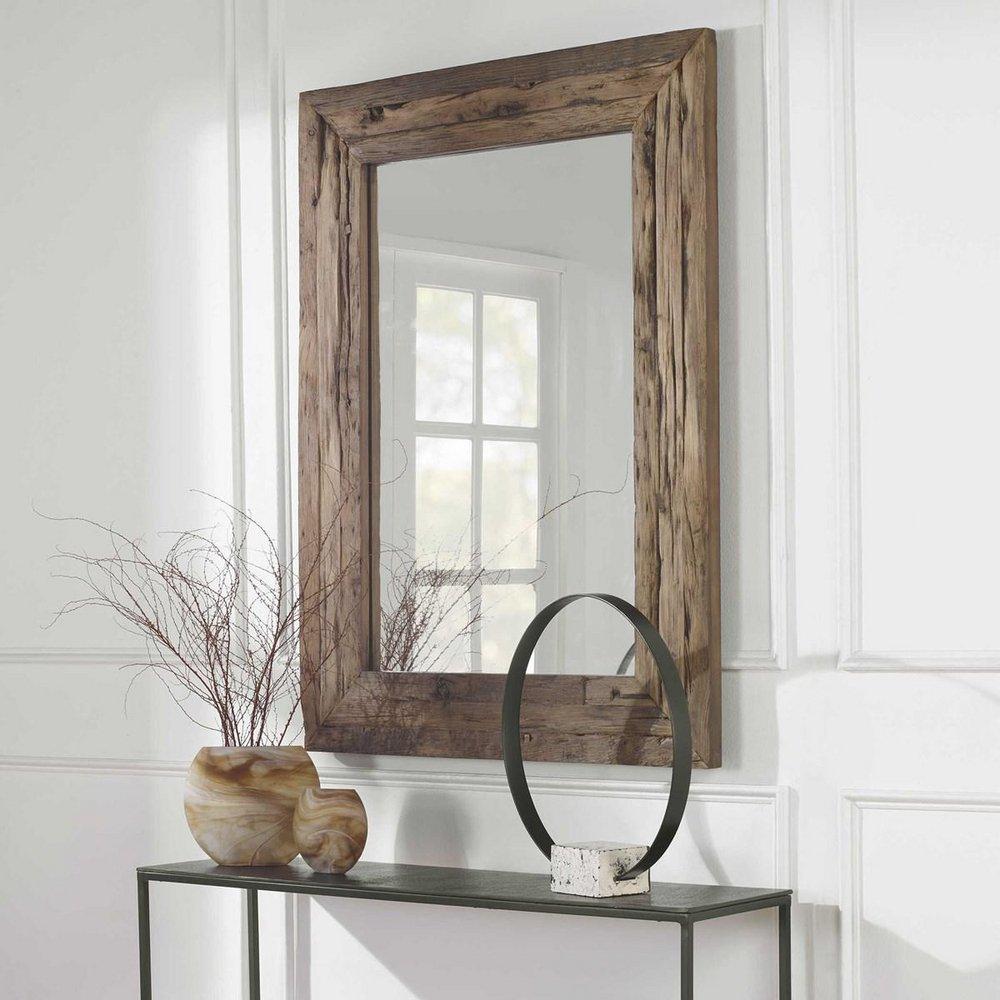 RENNICK MIRROR 36W X 48H RUSTIC WOOD FRAMED 