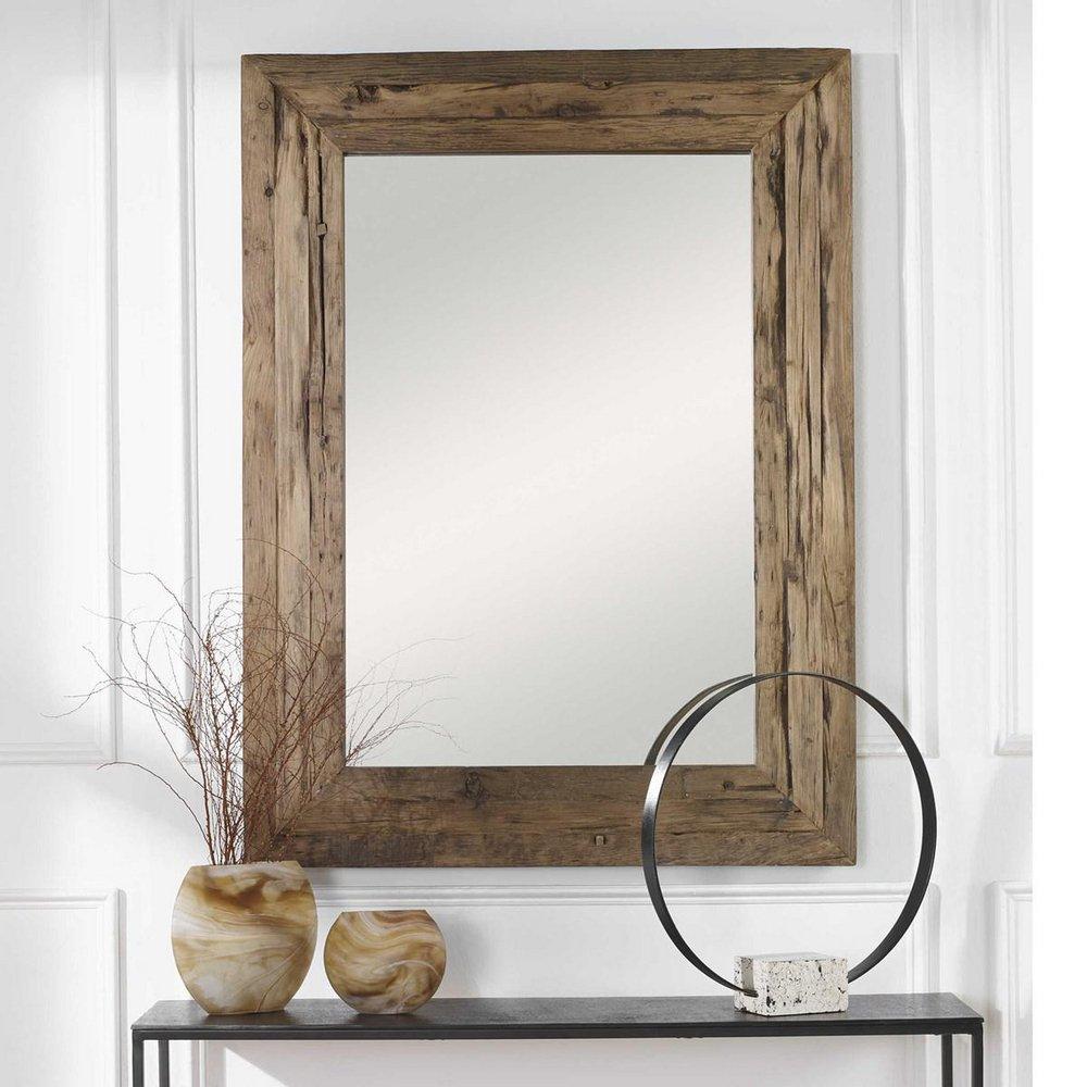 Uttermost Rustic Brown 36 in. Flat Edge Rectangular Framed Mirror in Rustic Brown 