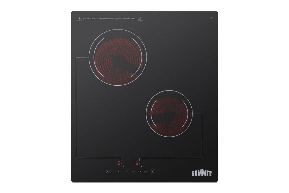 2-BURNER 220V RADIANT COOKTOP WITH DIGITAL TOUCH CONTROLS & BLACK GLASS SURFACE 