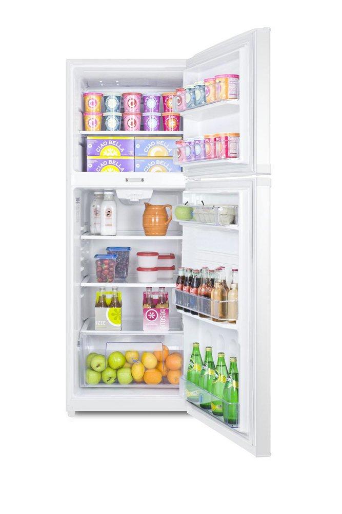 COUNTER DEPTH FROST-FREE REFRIGERATOR-FREEZER IN WHITE WITH A 26 FOOTPRINT REVERSIBLE DOORS & A COMBINATION LOCK 