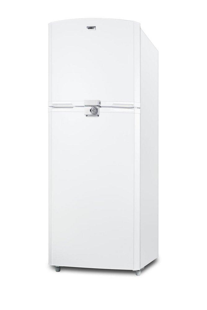 COUNTER DEPTH FROST-FREE REFRIGERATOR-FREEZER IN WHITE WITH A 26 FOOTPRINT REVERSIBLE DOORS & A COMBINATION LOCK 