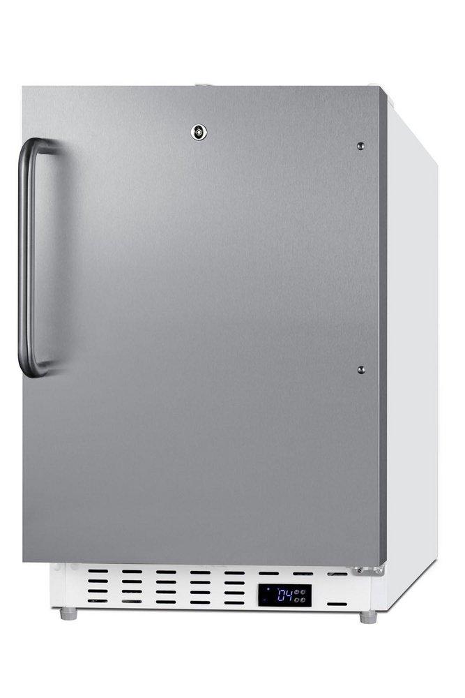 21 WIDE BUILT-IN UNDERCOUNTER ADA COMPLIANT COMMERCIAL ALL-REFRIGERATOR WITH STAINLESS STEEL DOOR FRONT LOCK & WHITE CABINET 