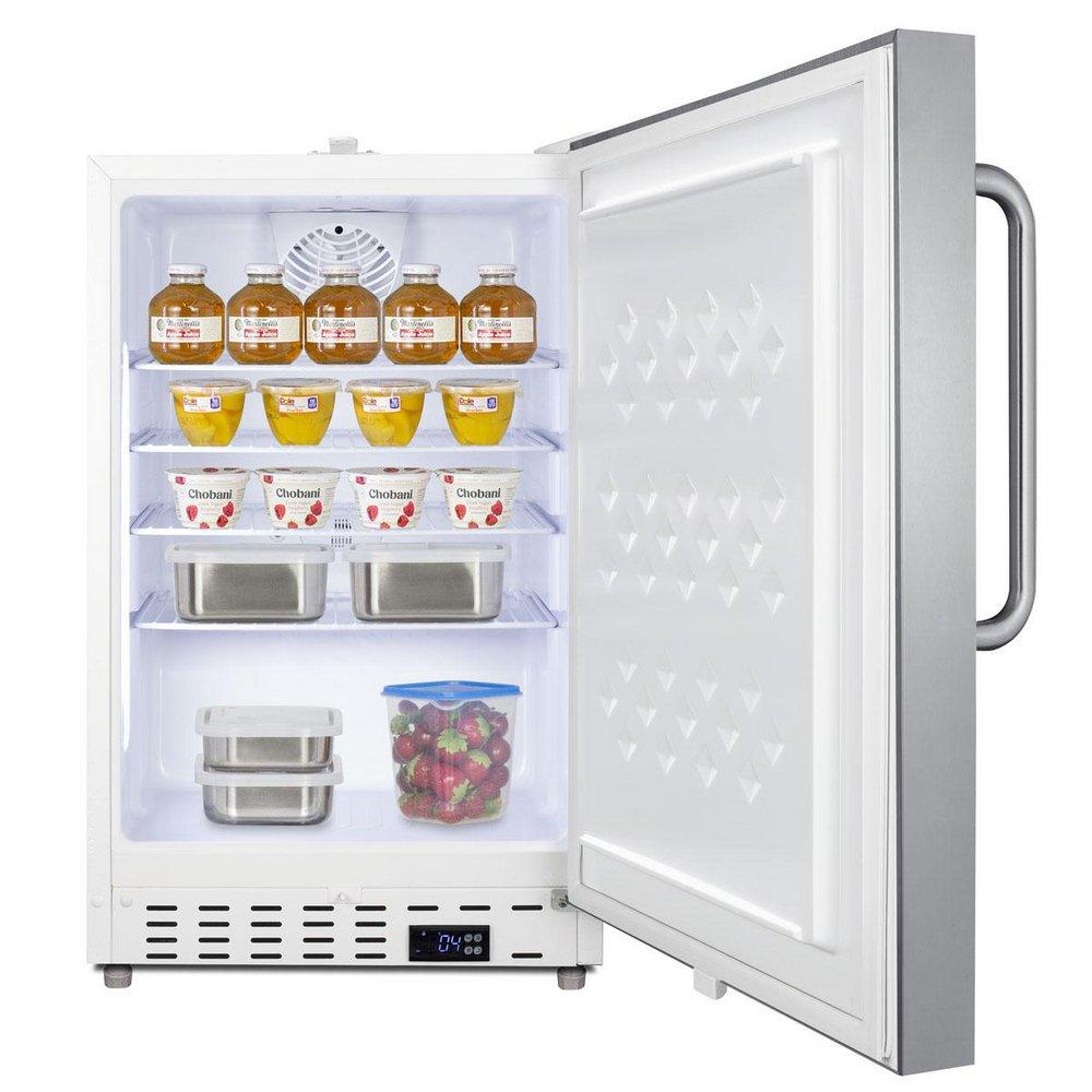 21 WIDE BUILT-IN UNDERCOUNTER ADA COMPLIANT COMMERCIAL ALL-REFRIGERATOR WITH STAINLESS STEEL DOOR FRONT LOCK & WHITE CABINET 