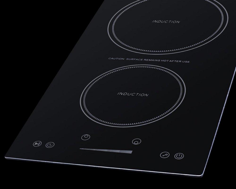 1800W 115V 12 WIDE 2-ZONE BUILT-IN INDUCTION COOKTOP IN BLACK GLASS WITH TOUCH CONTROLS & PRE-INSTALLED POWER CORD 