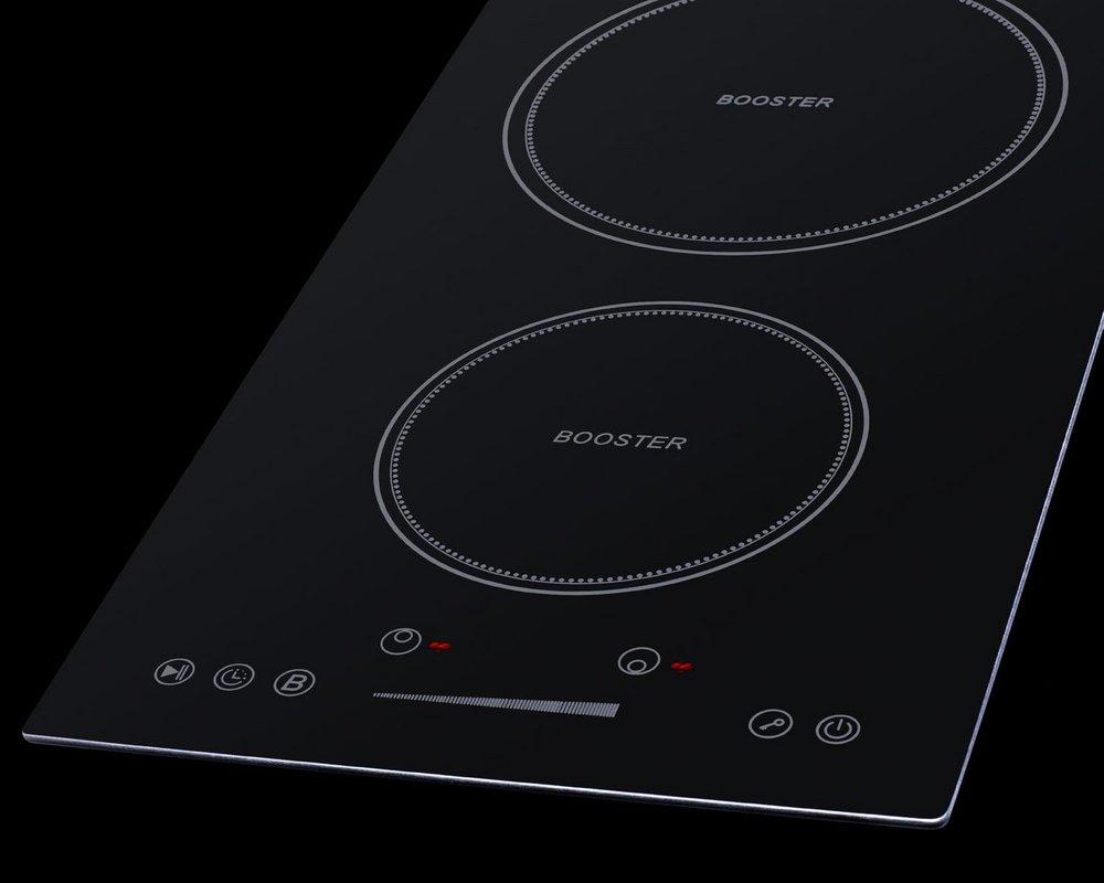 3600W 208-240V 12 WIDE 2-ZONE BUILT-IN INDUCTION COOKTOP IN BLACK GLASS WITH TOUCH CONTROLS & POWER BOOST 