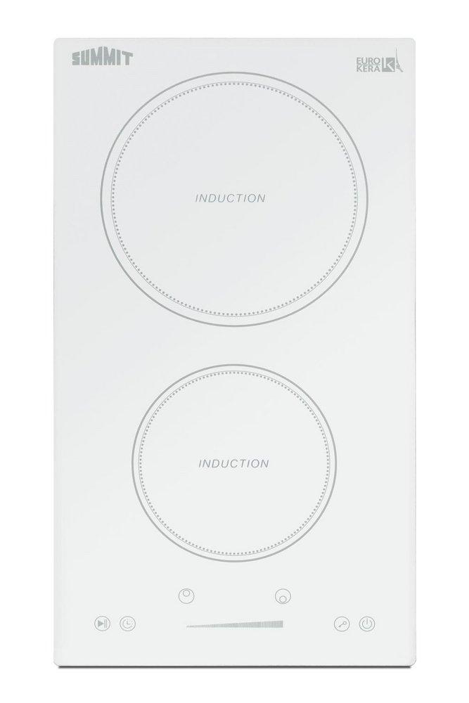 3500W 208-240V 12 WIDE 2-ZONE BUILT-IN INDUCTION COOKTOP IN WHITE GLASS WITH TOUCH CONTROLS 