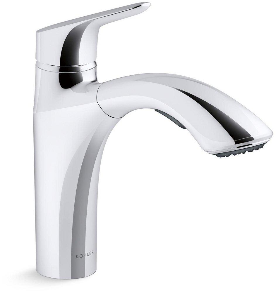 KOHLER Polished Chrome Single Handle Pull Out Kitchen Faucet 