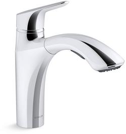 Single Handle Pull Out Kitchen Faucet in Polished Chrome