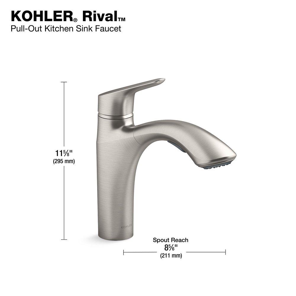 KOHLER Vibrant&trade; Stainless Single Handle Pull Out Kitchen Faucet 