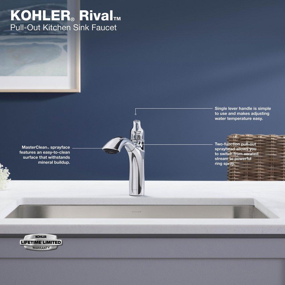 KOHLER Vibrant&trade; Stainless Single Handle Pull Out Kitchen Faucet 