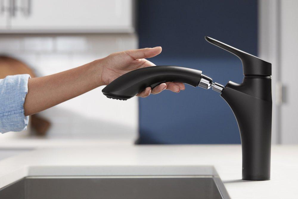 KOHLER Vibrant Stainless Single Handle Pull Out Kitchen Faucet 