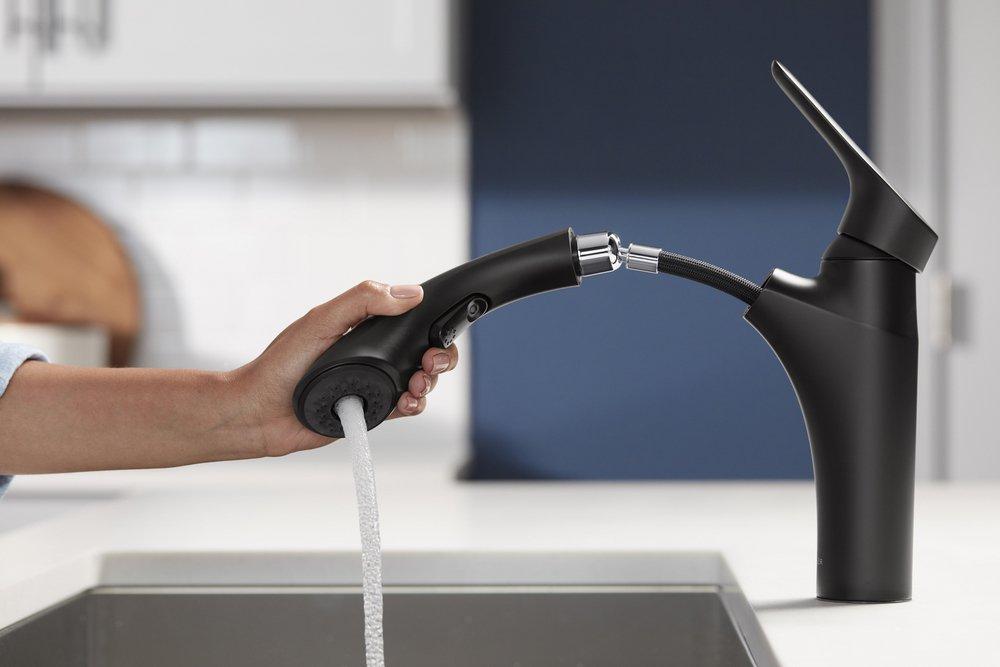 KOHLER Vibrant&trade; Stainless Single Handle Pull Out Kitchen Faucet 