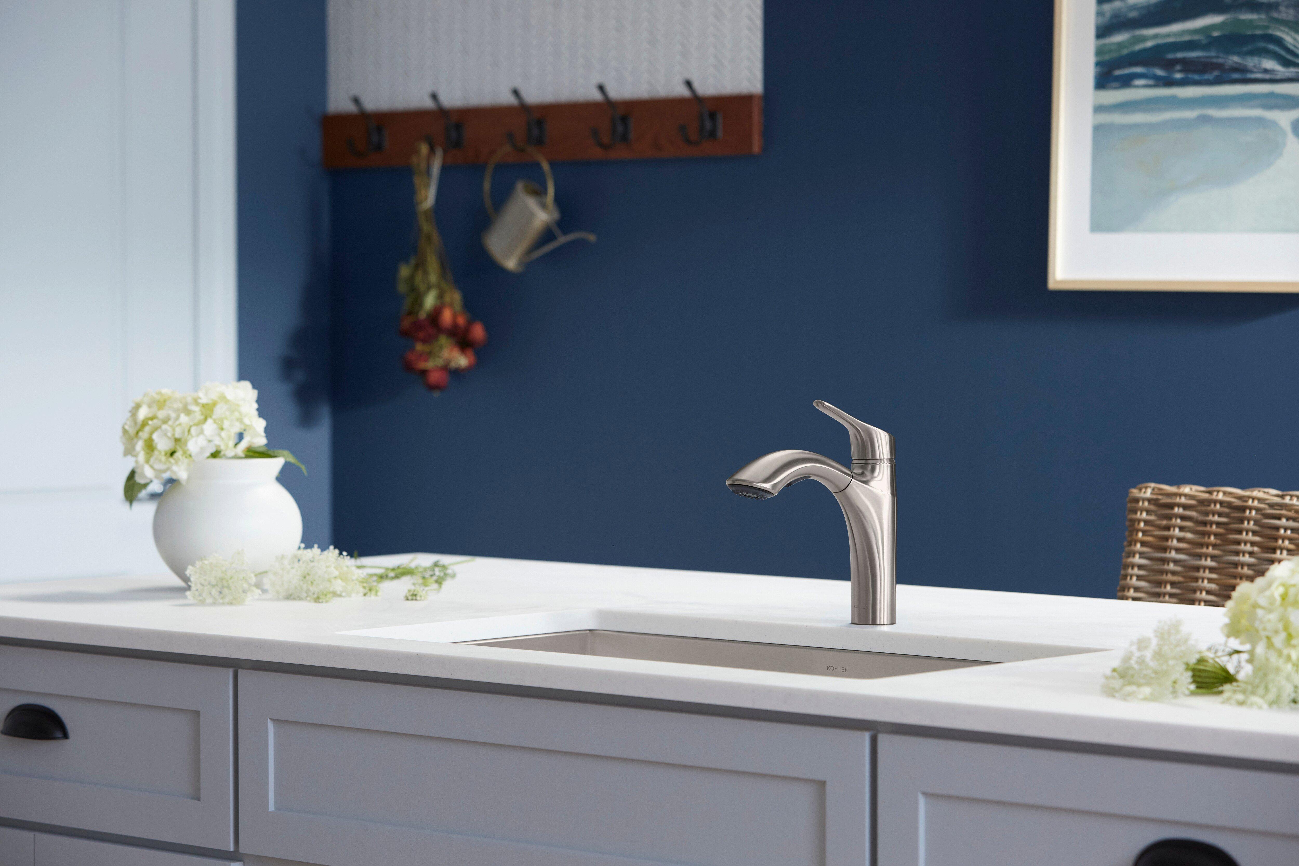 KOHLER Vibrant Stainless Single Handle Pull Out Kitchen Faucet 