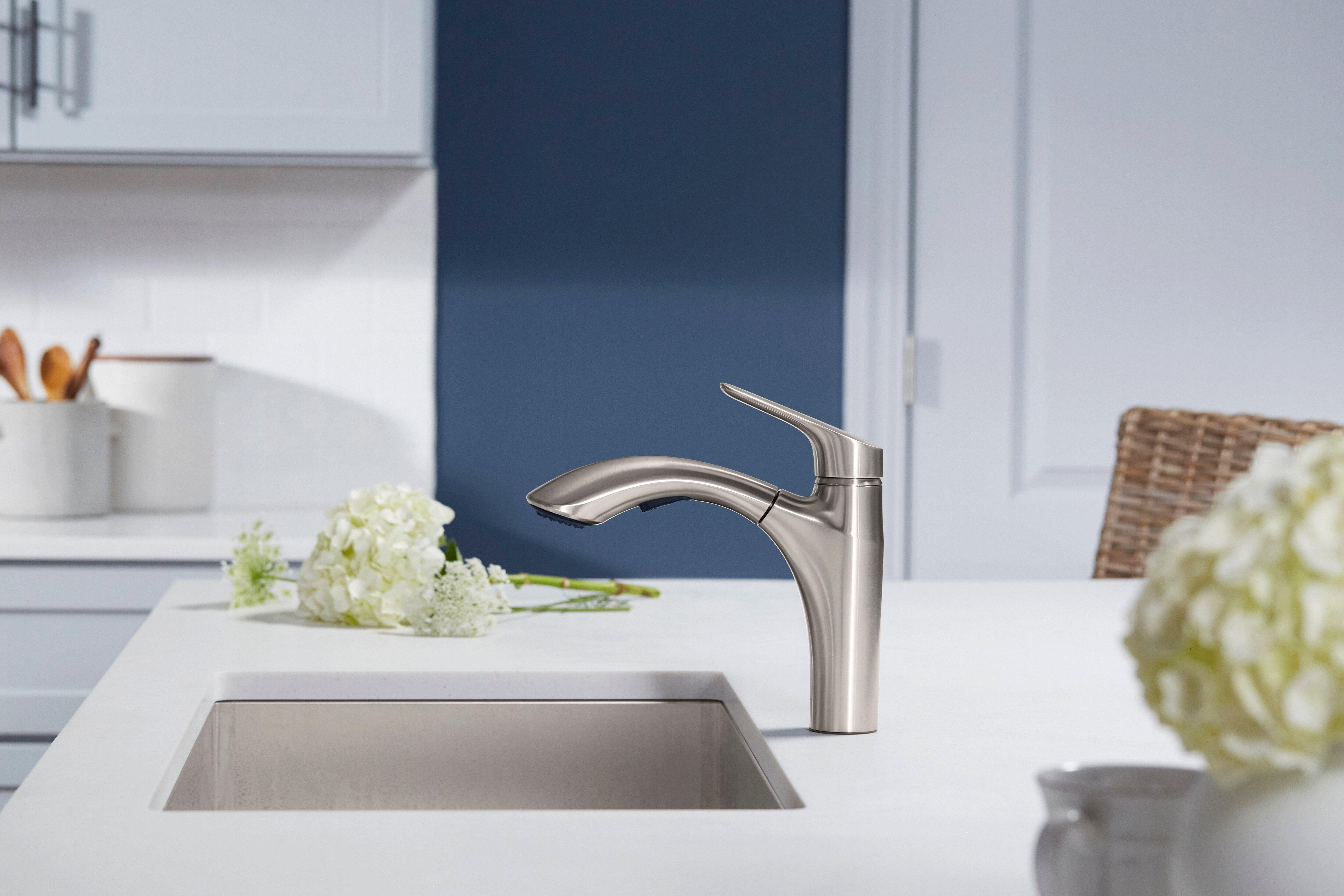 KOHLER Vibrant Stainless Single Handle Pull Out Kitchen Faucet 