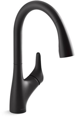 Single Handle Pull Down Kitchen Faucet in Matte Black