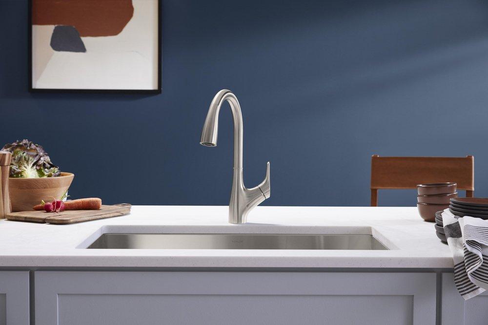 KOHLER Vibrant Stainless Single Handle Pull Down Kitchen Faucet 