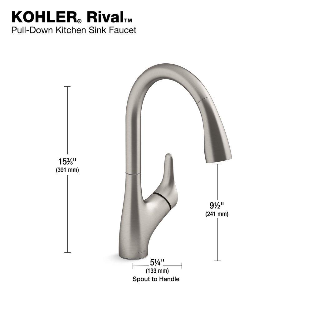 KOHLER Vibrant Stainless Single Handle Pull Down Kitchen Faucet 