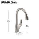 KOHLER Vibrant Stainless Single Handle Pull Down Kitchen Faucet 
