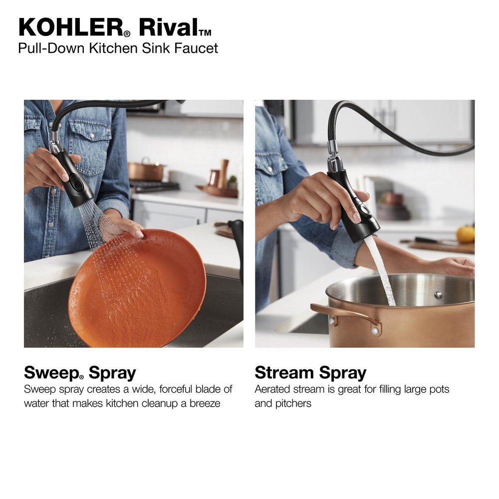 KOHLER Vibrant Stainless Single Handle Pull Down Kitchen Faucet 