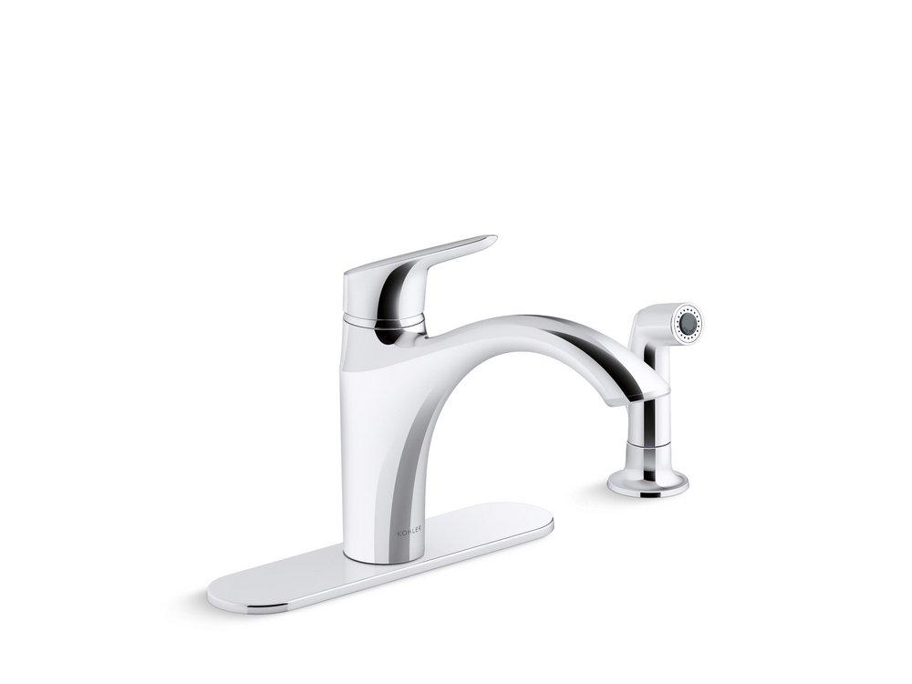Single Handle Kitchen Faucet with Side Spray in Polished Chrome 