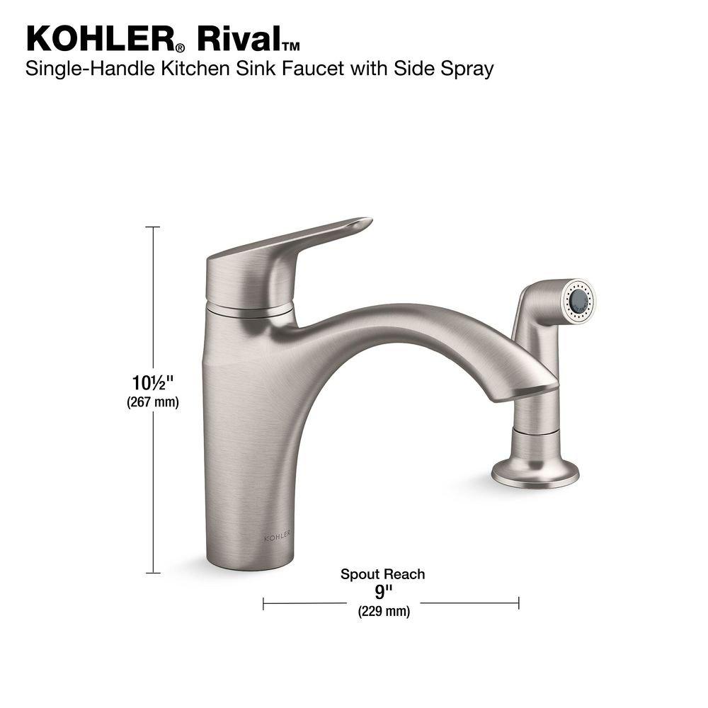 Single Handle Kitchen Faucet with Side Spray in Vibrant Stainless 