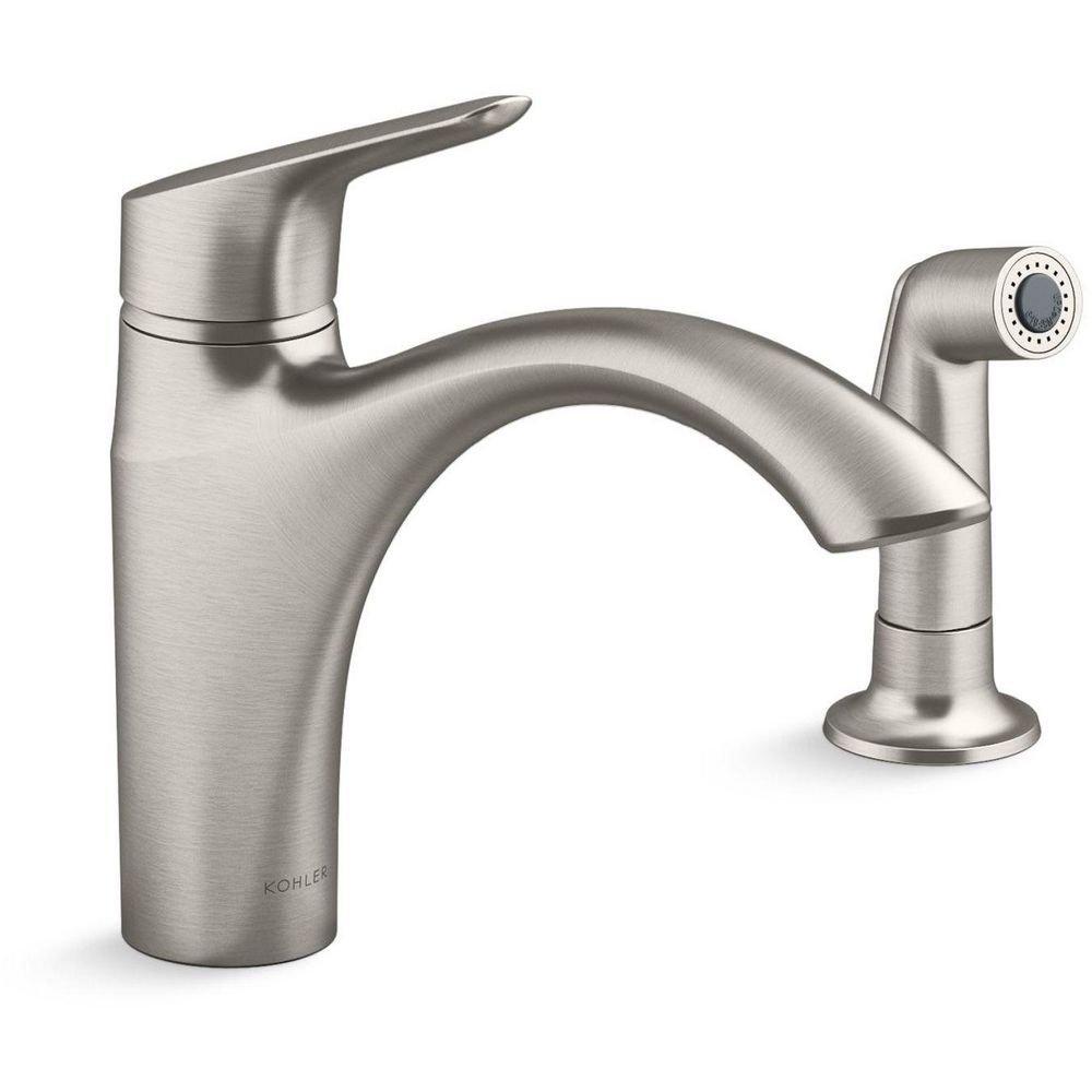 Single Handle Kitchen Faucet with Side Spray in Vibrant Stainless 