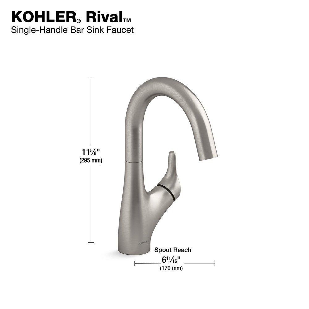 KOHLER Vibrant Stainless Single Handle Bar Faucet 