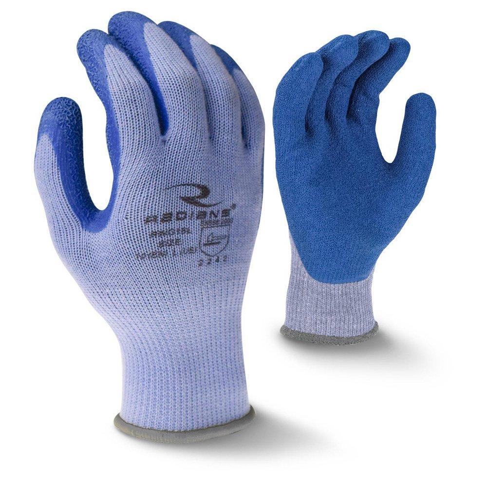 Radians Blue 10 ga Dipped Crinkle Latex Plastic Reusable Gloves in Blue 