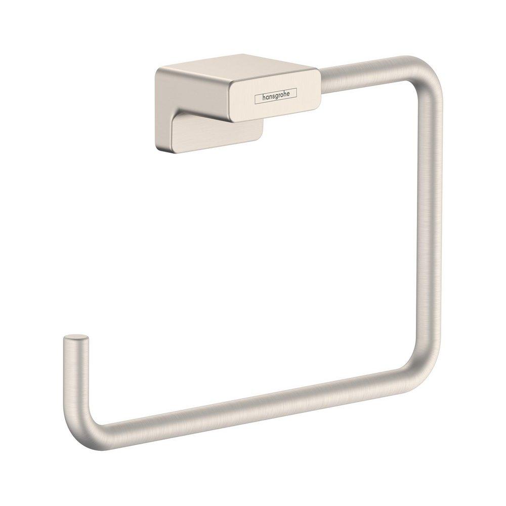 Hansgrohe Brushed Nickel Rectangular Open Towel Ring 