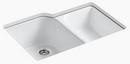33 x 22 in. 4 Hole Cast Iron Double Bowl Undermount Kitchen Sink in White
