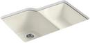 KOHLER Biscuit 33 x 22 in. 4 Hole Cast Iron Double Bowl Undermount Kitchen Sink 