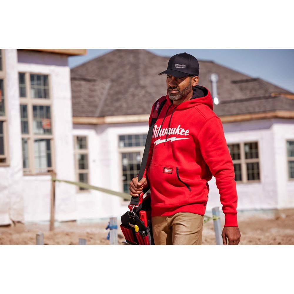 MIDWEIGHT PULLOVER HOODIE - LOGO RED L 