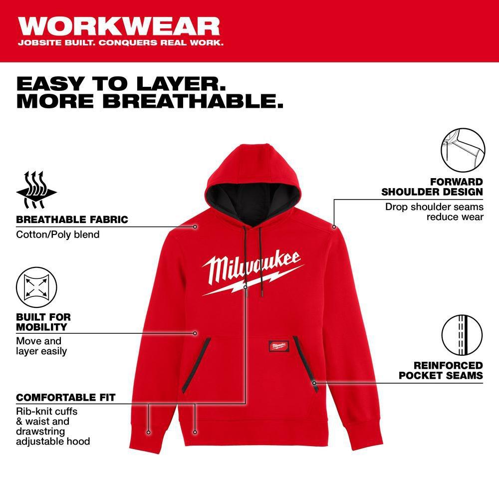 MIDWEIGHT PULLOVER HOODIE - LOGO RED M 