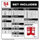 Milwaukee&reg; Red 1 in., 1/8 in., 2 in., 3 in., 3-1/2 in., 3/8 in., 5/16 in., 5/32 in., 9/64 in. Hex Driver 54-Piece Drill Bits & Bit Sets 