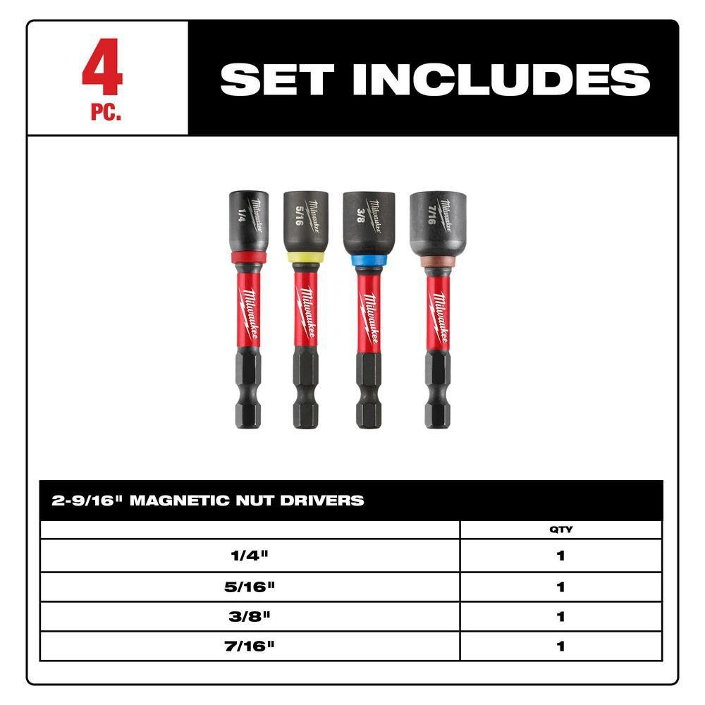 SHOCKWAVE IMPACT DUTY 2-9/16 MAGNETIC NUT DRIVER SET 4PC 