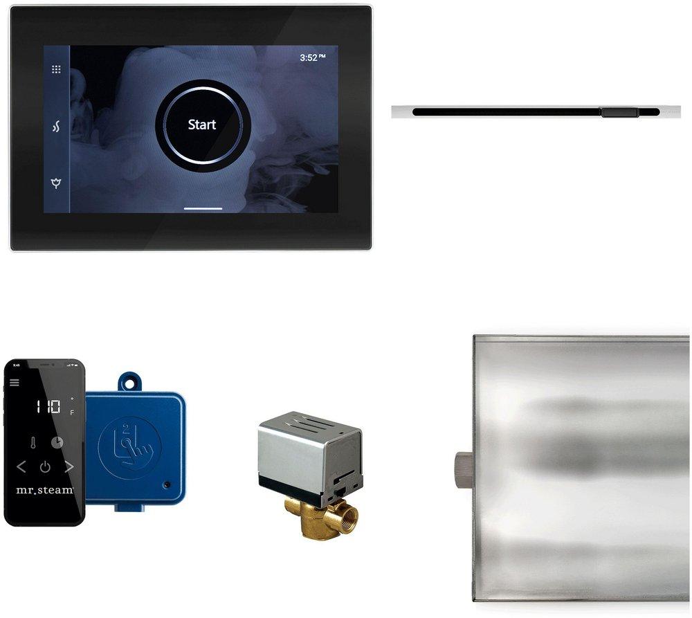 XBUTLER LINEAR STEAM GENERATOR CONTROL KIT / PACKAGE WITH POLISHED CHROME BEZEL IN GLASS BLACK 