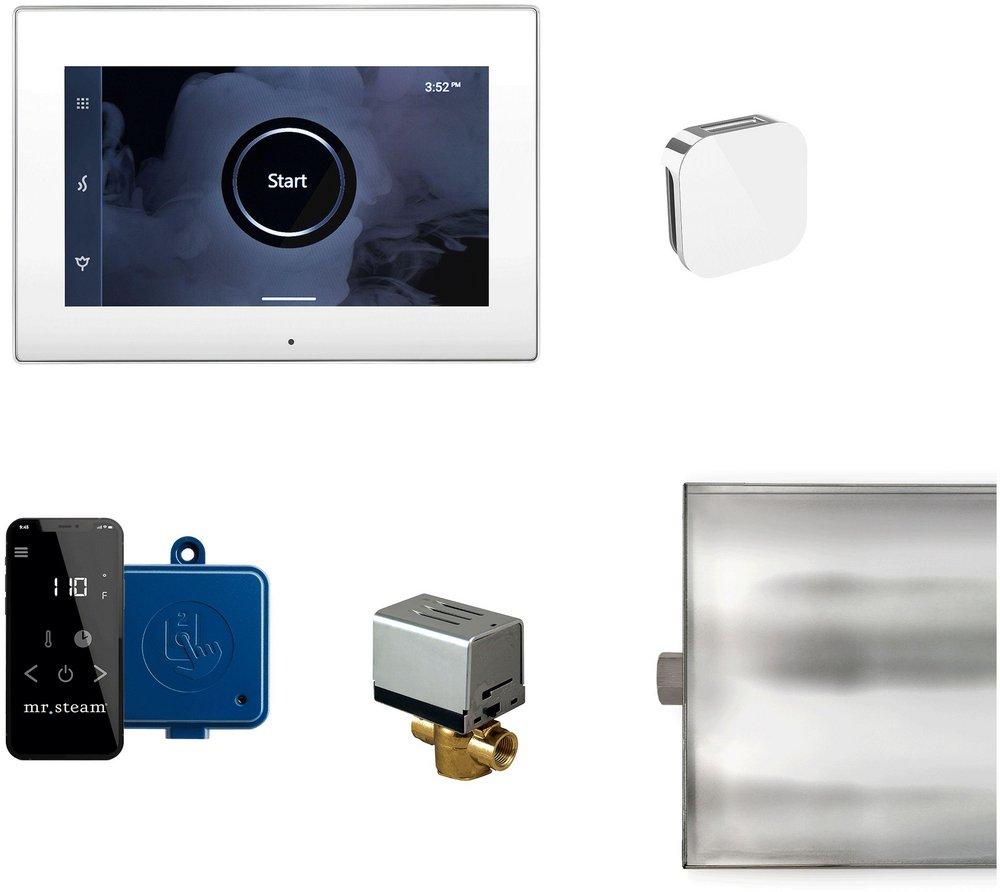 XBUTLER STEAM GENERATOR CONTROL KIT / PACKAGE WITH POLISHED CHROME BEZEL IN GLASS WHITE 