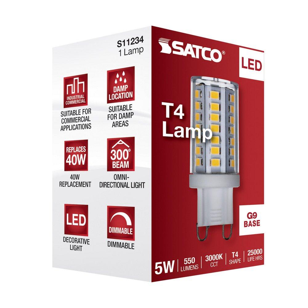 SATCO Clear 5W Dimmable T4 G9 Double Loop 550 Lumens LED Light Bulb in Clear 