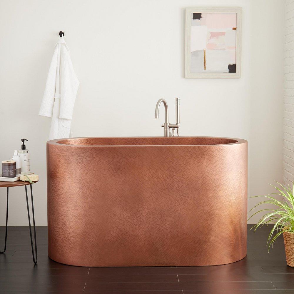 60 RAKSHA DOUBLE-WALL COPPER SOAKING TUB - BLACK DRAIN KIT 