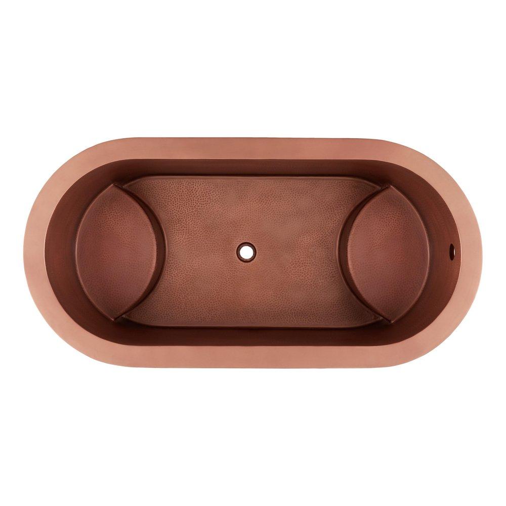 60 in. Freestanding Bathtub with Center Drain in Antique Copper Patina 