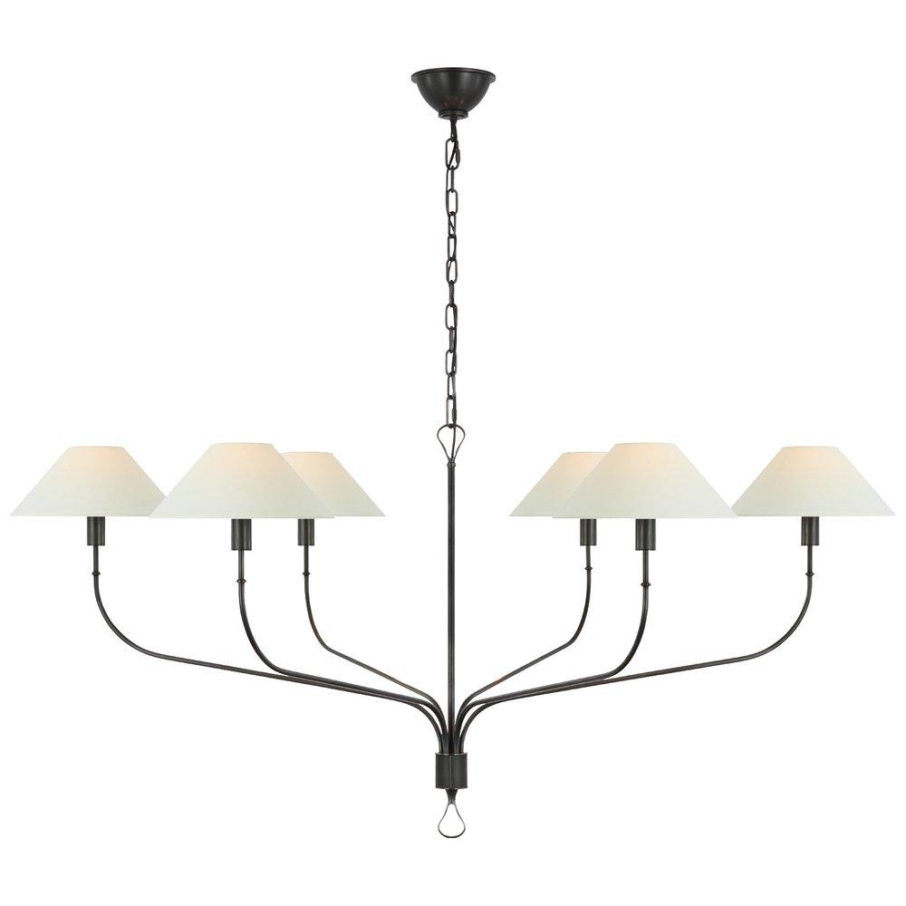 Visual Comfort & Co. Signature Bronze/Chocolate 42 x 23-1/2 in. 6.5W 6-Light 1-Tier Transitional Chandelier 
