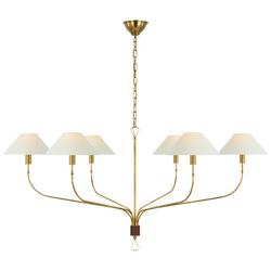 42 x 23-1/2 in. 6.5W 6-Light 1-Tier Transitional Chandelier in Hand Rubbed Antique Brass with Saddle