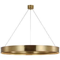 50 x 110 in. 75W 1-Tier Integrated LED Modern Chandelier in Antique Burnished Brass