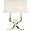 CROSS BOUILLOTTE SMALL SCONCE IN POLISHED NICKEL WITH LINEN SHADE