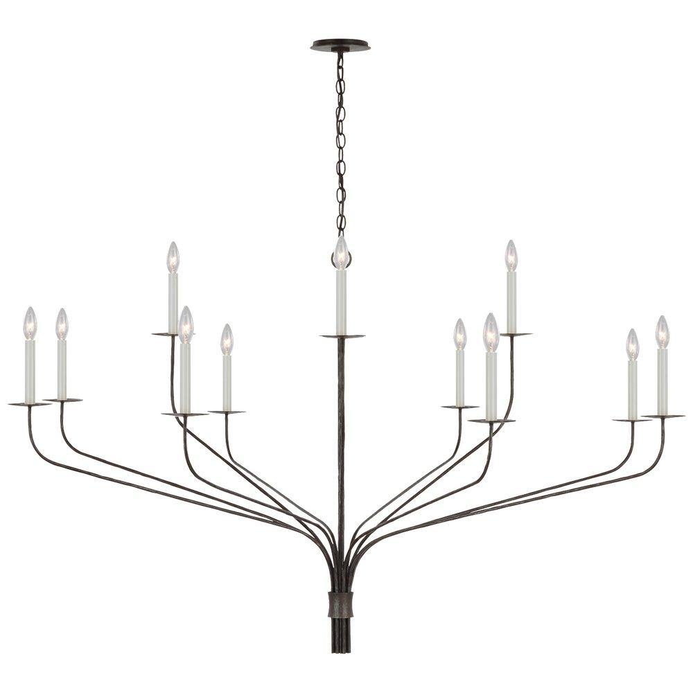 Visual Comfort & Co. Signature Aged Iron 60 x 35-1/2 in. 5.5W 12-Light 1-Tier Traditional Chandelier 